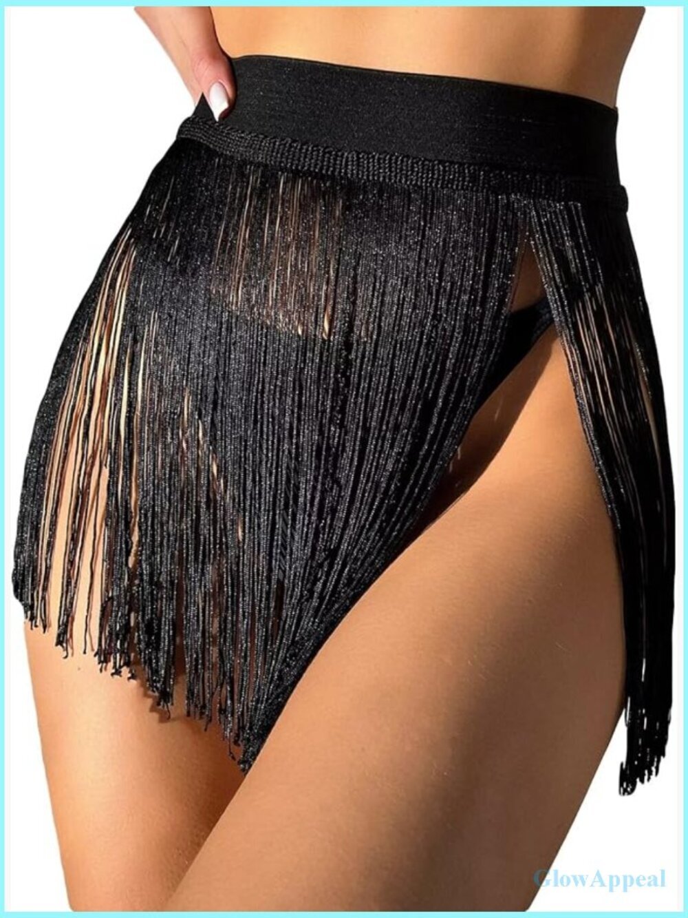 High Waist Fringe Trim Party Mini Skirt - Stretchy & Lightweight